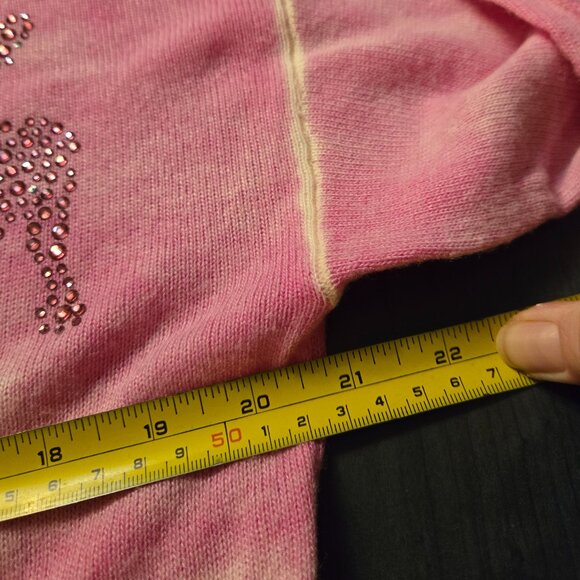 NWOT PINK CASHMERE Rhinestone DEEP V-NECK SWEATER LARGE 38 - Picture 5 of 7